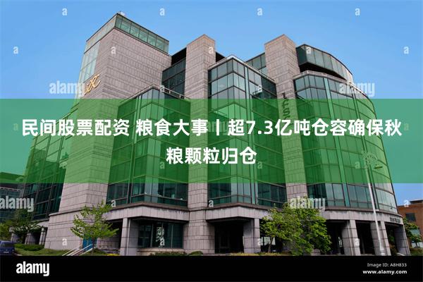 民间股票配资 粮食大事丨超7.3亿吨仓容确保秋粮颗粒归仓